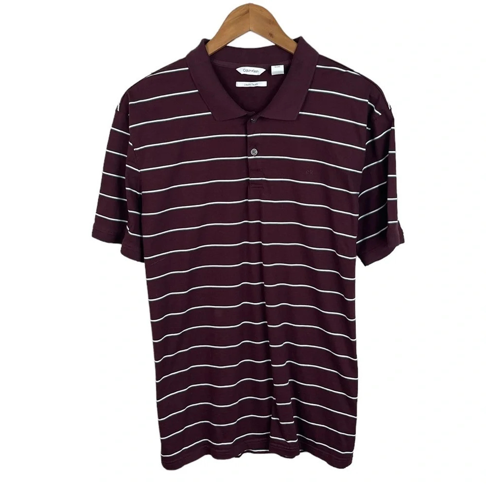PO617 Mens Calvin Klein Liquid Touch Stretch Striped Polo Shirt XL